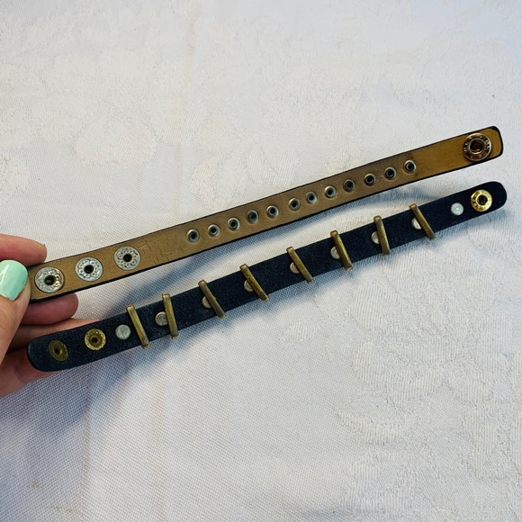 COPY - Set of 2 faux leather with gold studs snap on bracelets *add on f… - Picture 5 of 13